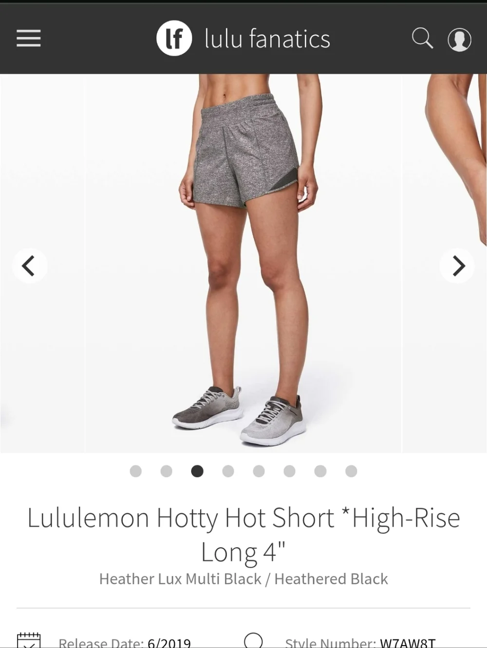 lululemon athletica Hotty Hot High-Rise 4" Shorts - Heathered Black - Picture 1 of 5